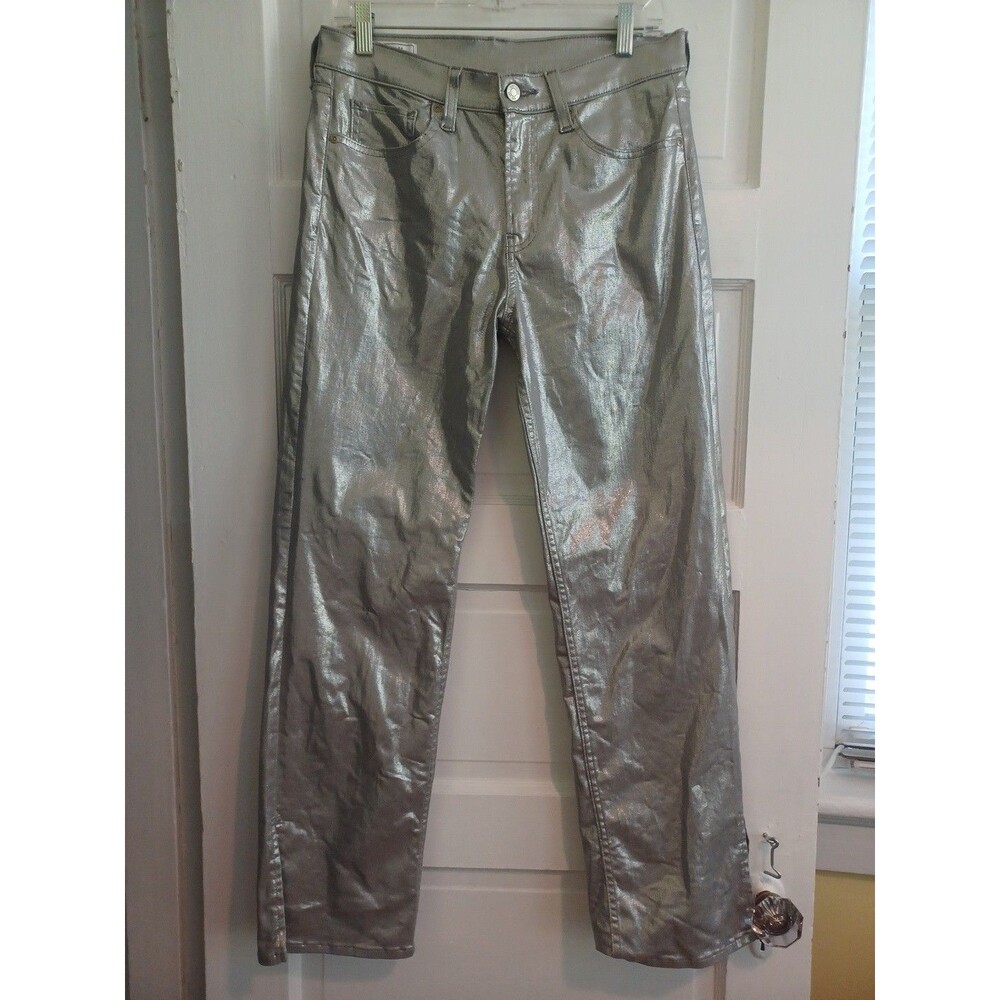Gap 90's Loose fit silver metallic jeans women's 28 6R Mid-Rise Straight pants